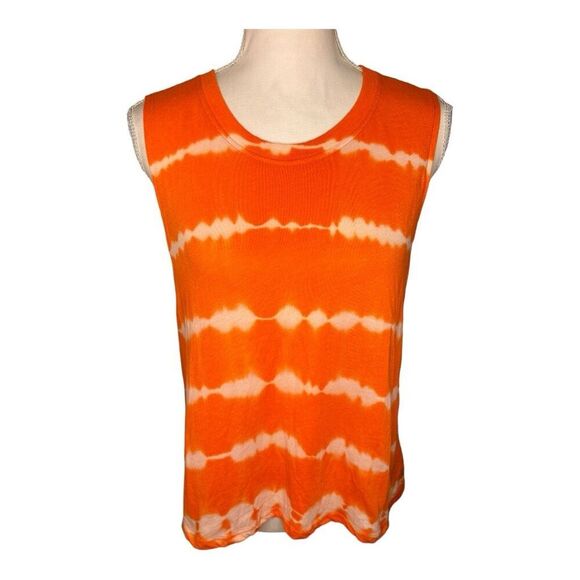 NEW Sage Collective Women's Orange Tie Dye Striped Boxy Tank Top Size Medium NWT - Picture 1 of 7